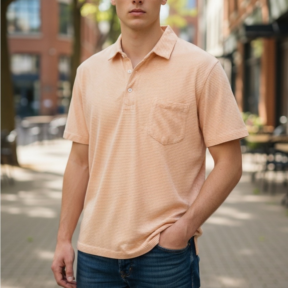 J. Crew Men's Light Orange Polo Shirt